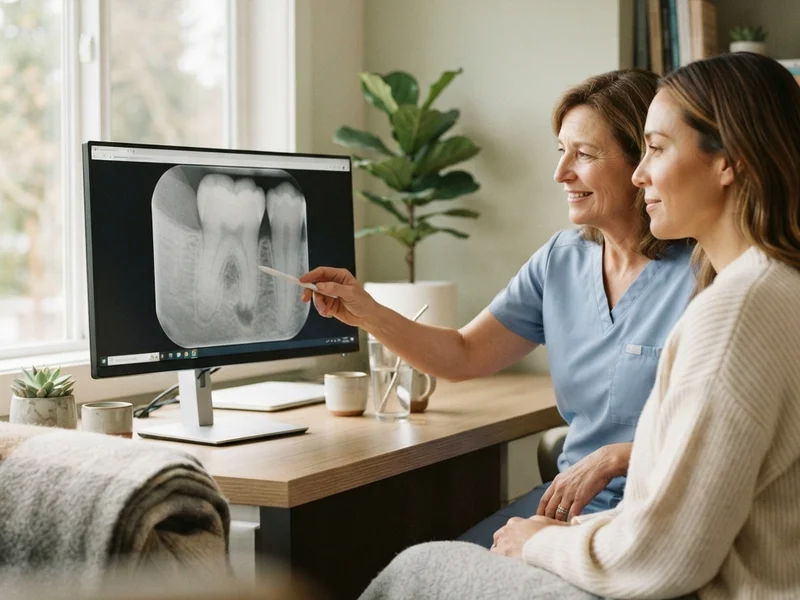 CBCT scan showing a dark periapical lesion around a tooth root with no symptoms