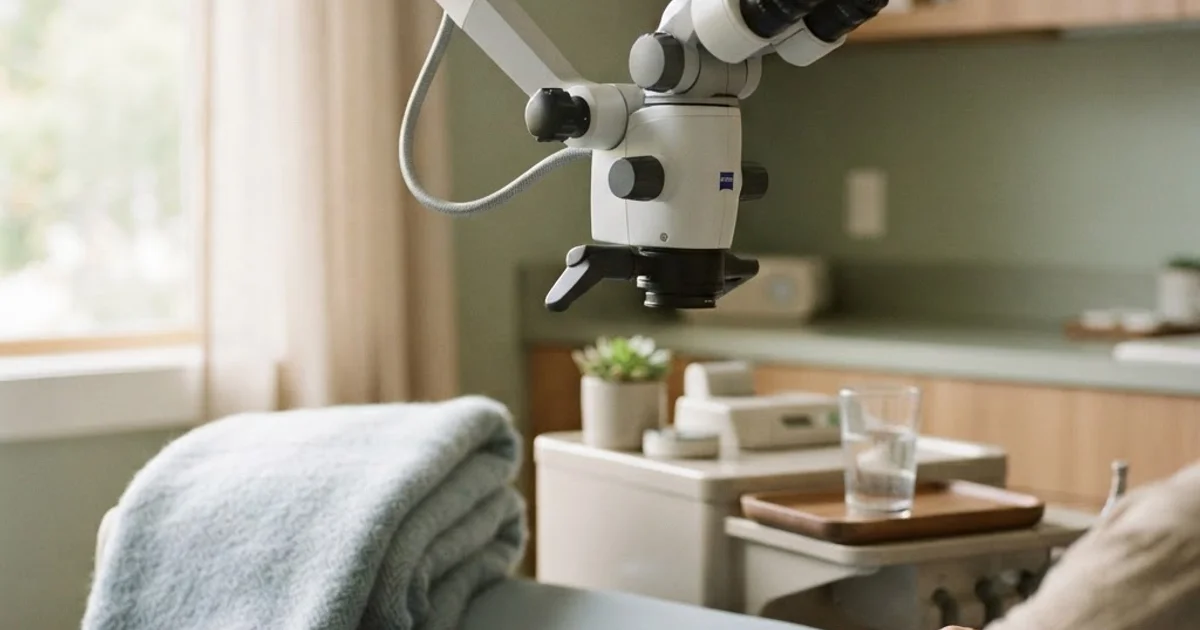 Dr. Nima Dejbod using a dental operating microscope for precise root canal treatment in Issaquah