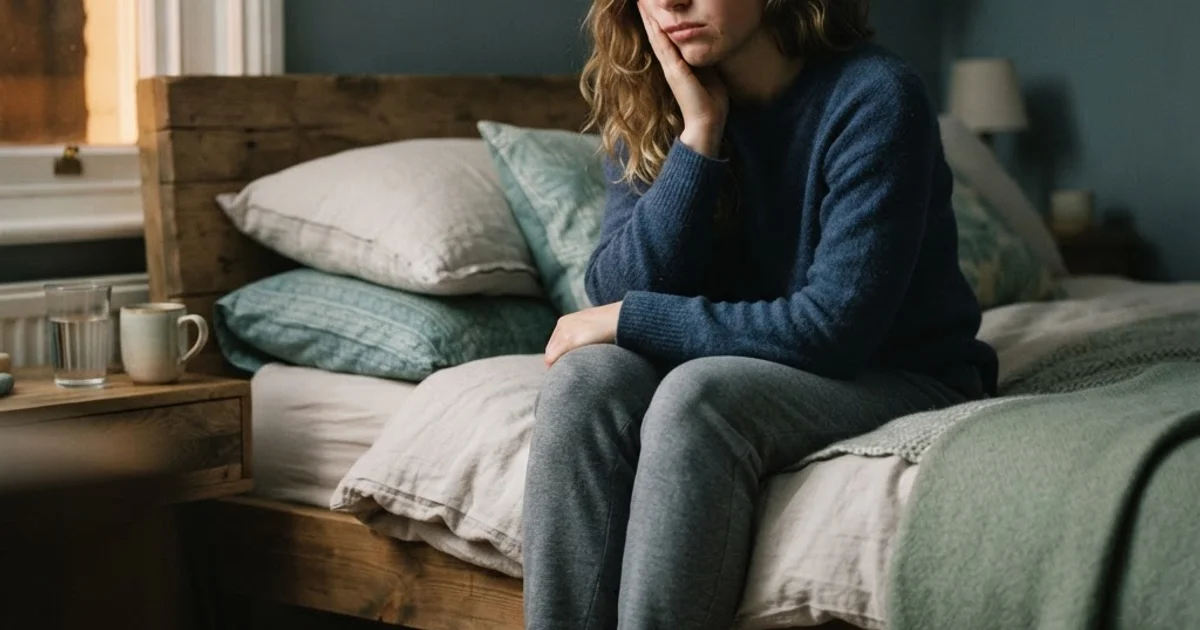 Person awake at night holding their jaw due to a severe toothache