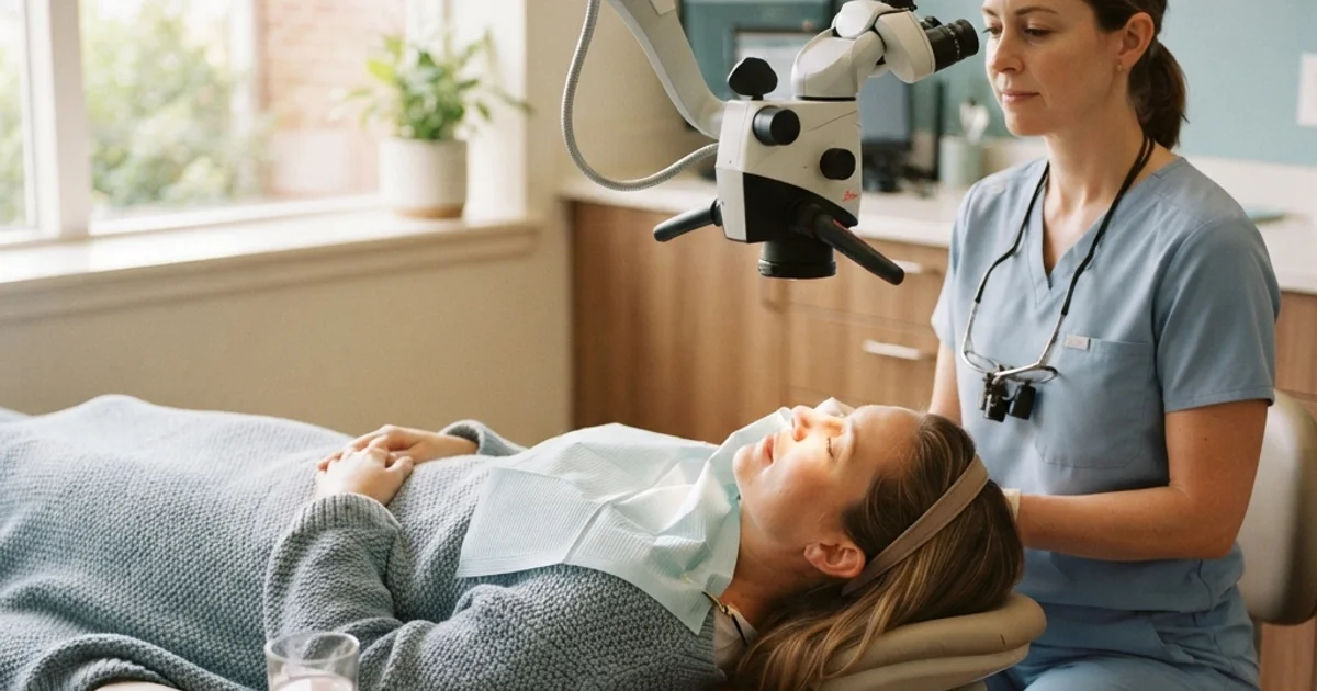 Dr. Nima Dejbod explaining apicoectomy procedure to a patient in Issaquah