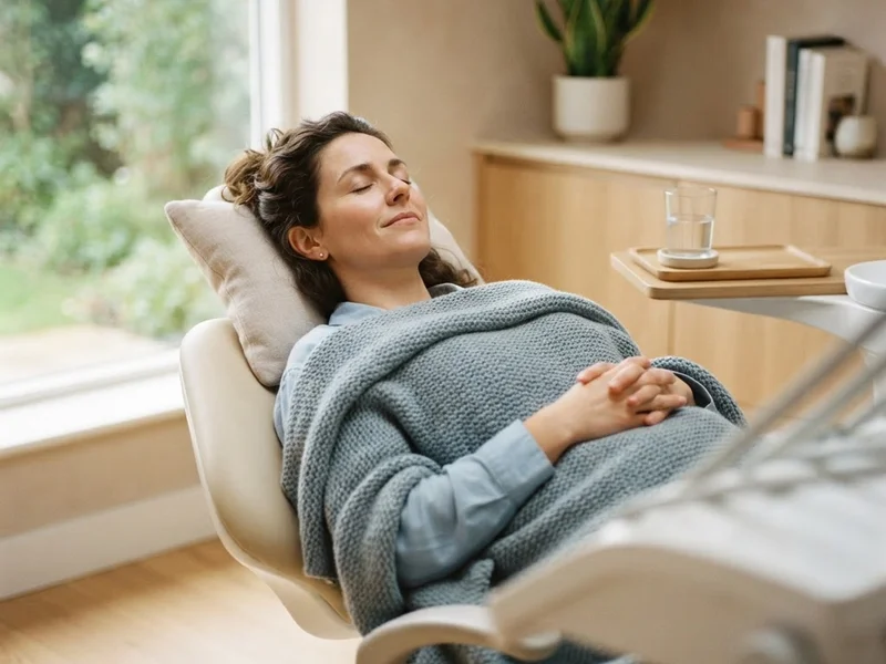 Patient relaxed under nitrous oxide sedation during a gentle dental visit at Evergreen Endodontics