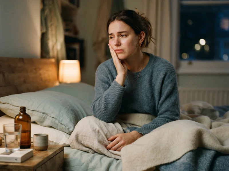Person sleeping with an elevated pillow to reduce nighttime toothache pressure