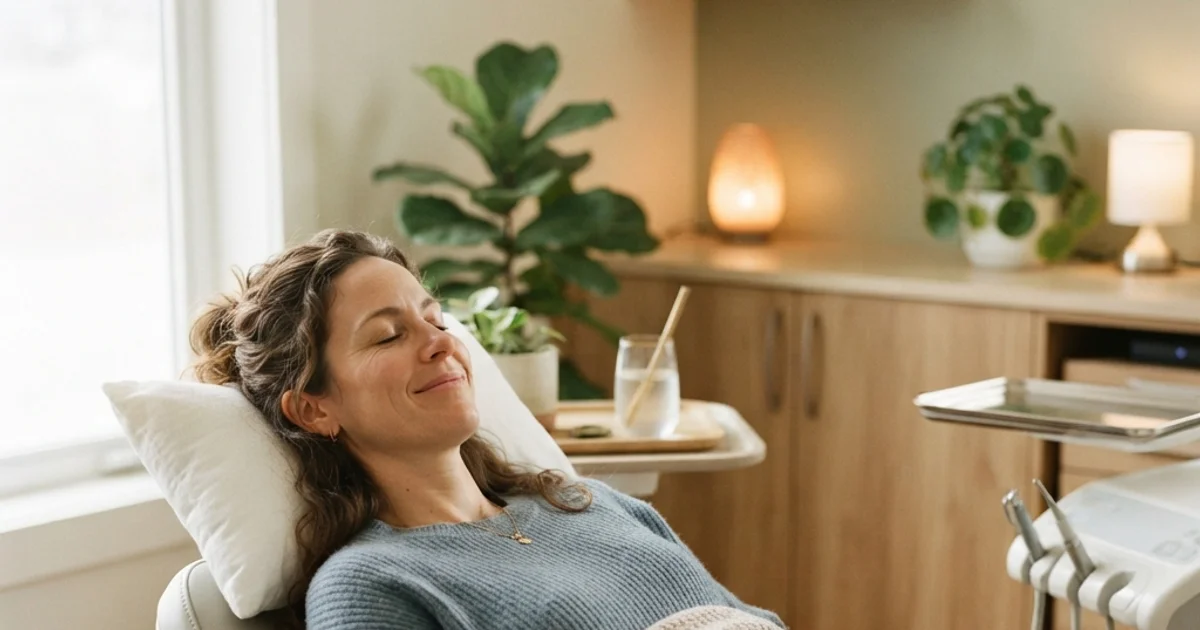 Calm patient receiving nitrous oxide sedation during a gentle endodontic procedure in Issaquah