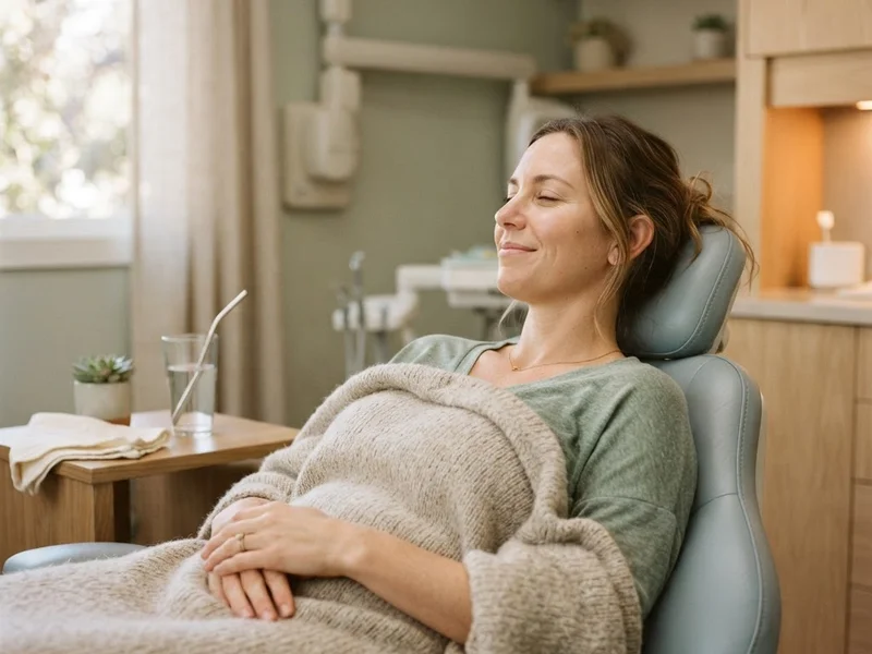 Patient relaxed under nitrous oxide sedation during a gentle dental visit at Evergreen Endodontics